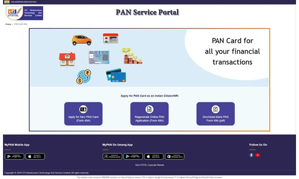 UTI PAN & TAN Assistance
